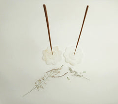 Hand Carved Stone Set of 2 Lotus Incense Stick Holders