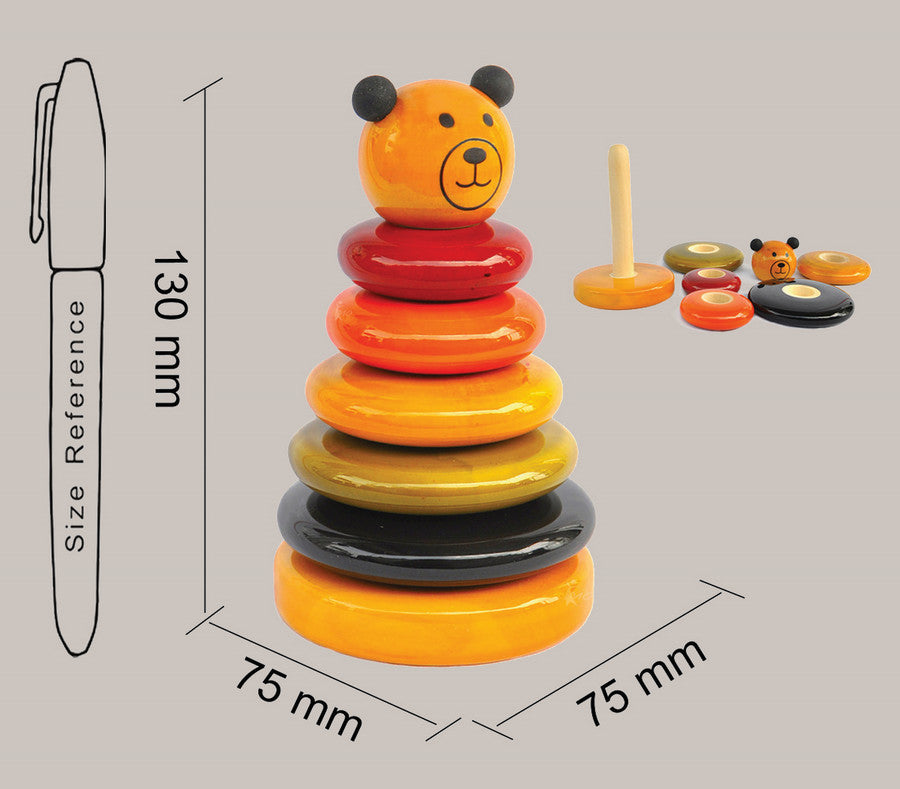 Handmade Cubby Wooden 5-Ring Stacker Toy