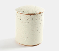 Speckeled Stoneware Off-White Canister