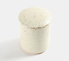 Speckeled Stoneware Off-White Canister