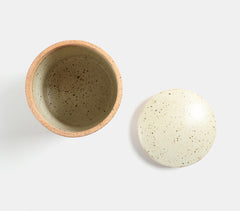 Speckeled Stoneware Off-White Canister