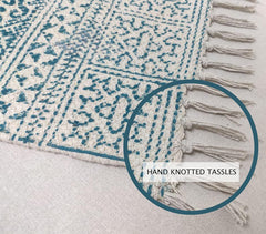 Art Deco Cotton Rug with Tassels