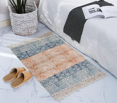 Art Deco Cotton Rug with Tassels