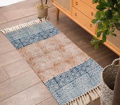 Art Deco Cotton Rug with Tassels