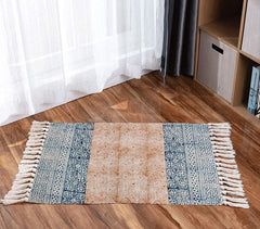 Art Deco Cotton Rug with Tassels