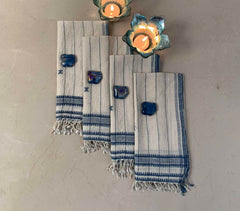 Handwoven Organic Cotton Naturally Dyed Napkin With Motif