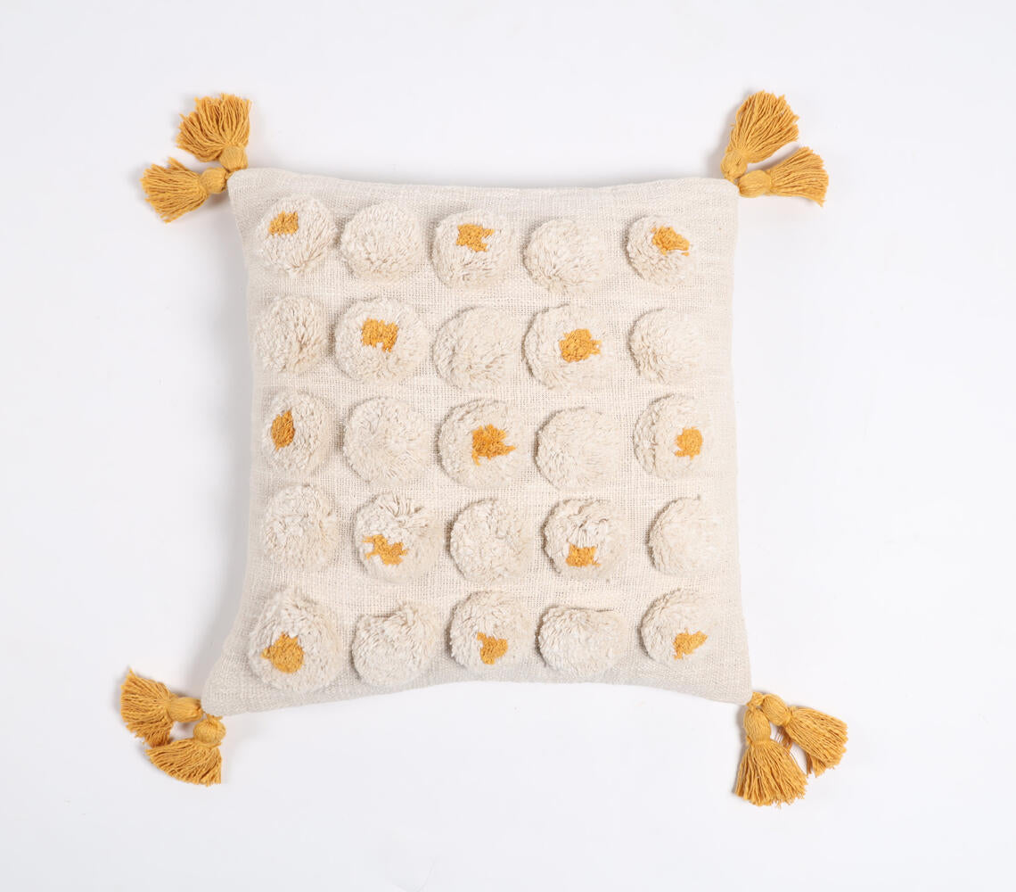 Chunky Tufted & Mustard Tasseled Cushion Cover