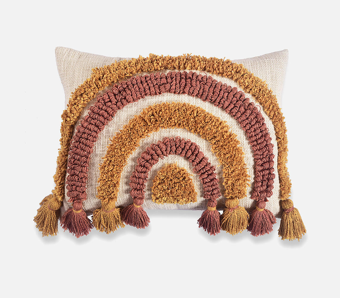 Statement Tasseled Cushion Cover with Dome Tufts