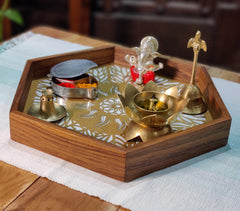 Hand Cut Teak Wood Floral Decorative Tray