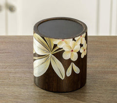 Hand Painted Frangipani Wooden Candle Holder (Small)