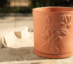 Terracotta Tall Teravak Embossed Planter