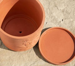Terracotta Tall Teravak Embossed Planter