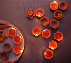 Terracotta Shathdeep Diya Lamps (Set of 24)