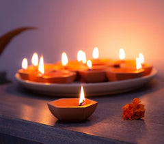 Terracotta Shathdeep Diya Lamps (Set of 24)