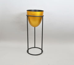 Metal Turned Planter with Stand & Golden Pot