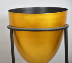 Metal Turned Planter with Stand & Golden Pot