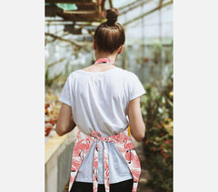 Printed Cotton Pink Tropical Bib Apron