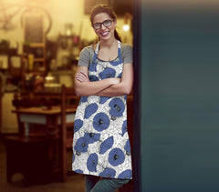 Printed Cotton Blue Floral Bib Apron