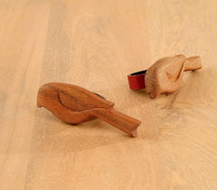 Hand Cut Mango Wood Large Bird Design Napkin Ring  (Set of 2)