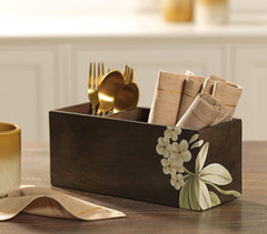 Hand Painted Frangipani Wooden Cutlery Stand