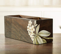 Hand Painted Frangipani Wooden Cutlery Stand