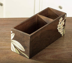 Hand Painted Frangipani Wooden Cutlery Stand