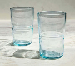 Jove Blue Tall Glass Tumblers (Set of 2)