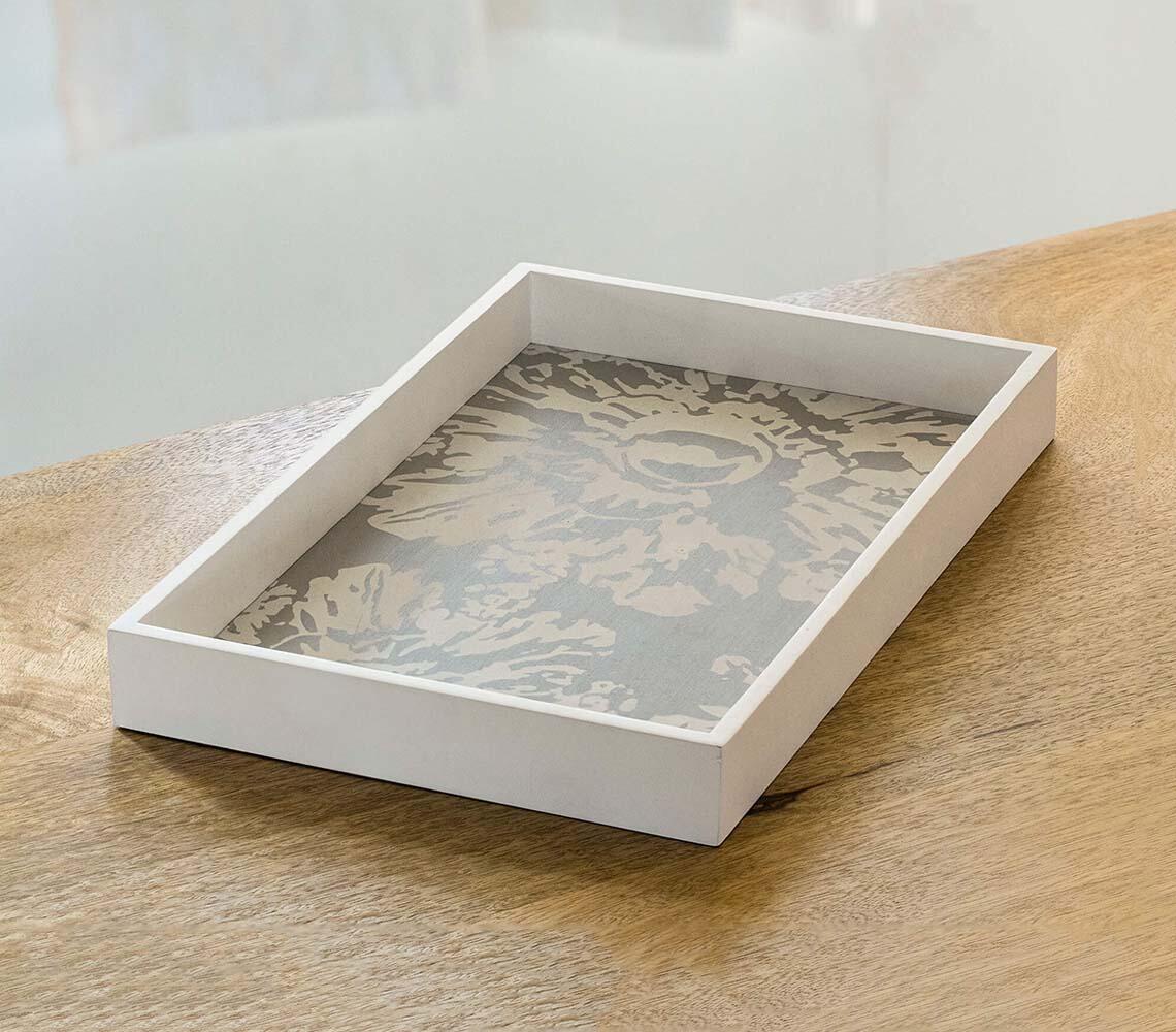 Hand Cut Wooden Grey Tray