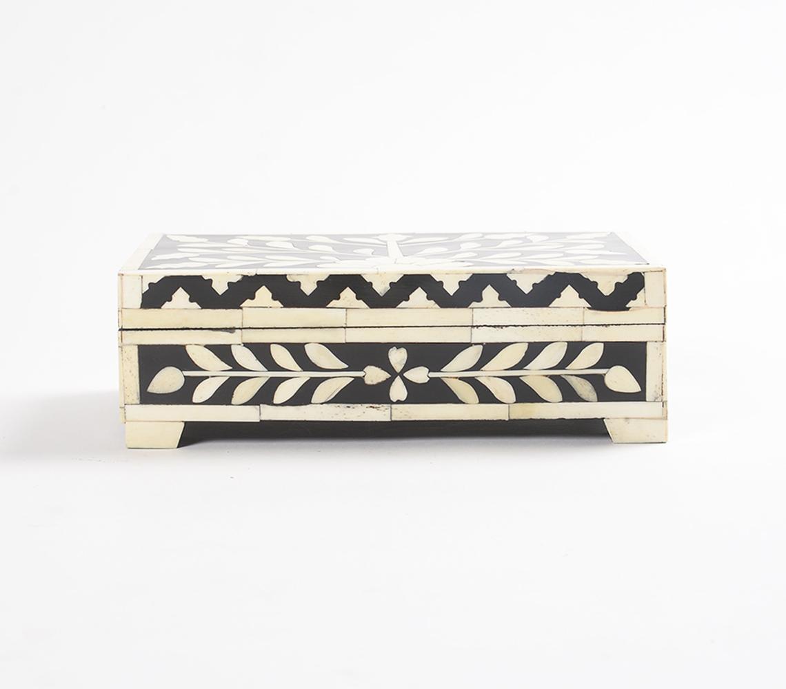 Handmade MDF, Resin & Bone Monochrome Jewelry Box