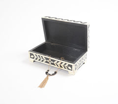 Handmade MDF, Resin & Bone Monochrome Jewelry Box