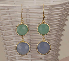 Green Calci Gold-Toned Brass Earrings