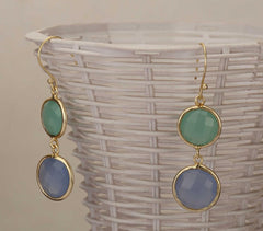 Green Calci Gold-Toned Brass Earrings