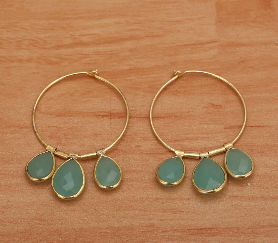 Metal Cast Aqua Calci Brass Earrings