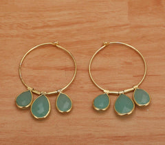 Metal Cast Aqua Calci Brass Earrings