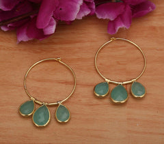 Metal Cast Aqua Calci Brass Earrings