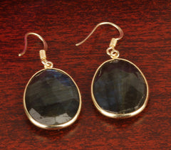 Labradorite Handcrafted Brass Earrings
