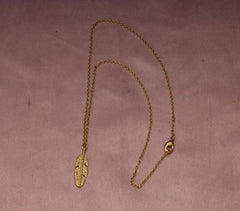 Handmade Feather Brass Necklace