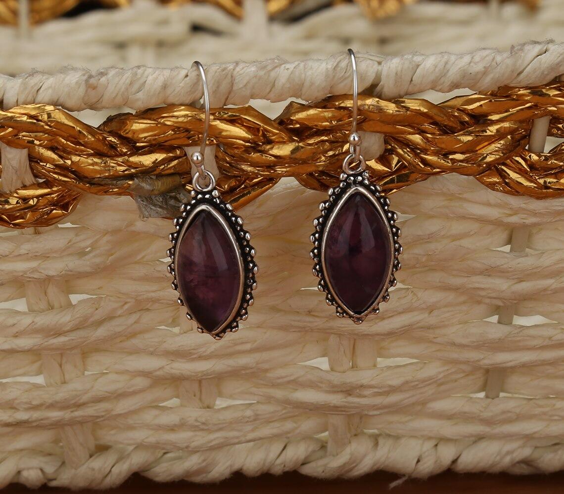 Handmade Amethyst & Brass Earrings