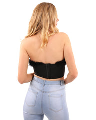 Luxury Faux Fur Trim Crop Top