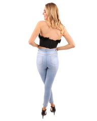 Luxury Faux Fur Trim Crop Top