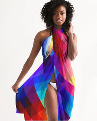 Uniquely You Sheer Sarong Swimsuit Cover Up Wrap / Red Block