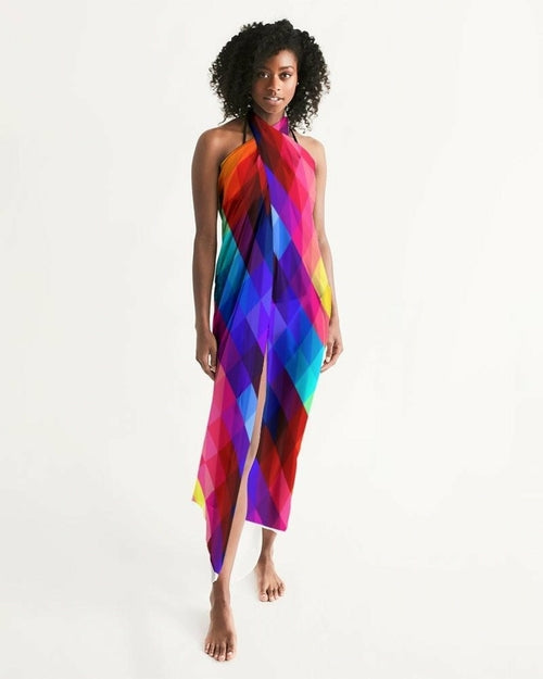 Uniquely You Sheer Sarong Swimsuit Cover Up Wrap / Red Block