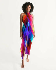 Uniquely You Sheer Sarong Swimsuit Cover Up Wrap / Red Block
